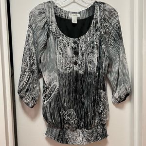 Metallic Scoop Neck 3/4 Sleeves